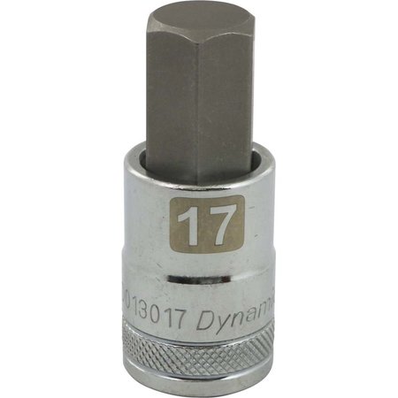 DYNAMIC Tools 1/2" Drive Metric Hex Head, 17mm Bit Std Length, Chrome Socket D013017